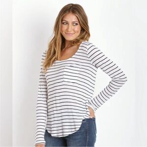 Madewell Black and White Striped Long Sleeve Tee